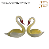 Yellow Glass Swan Pair Heart-Shaped