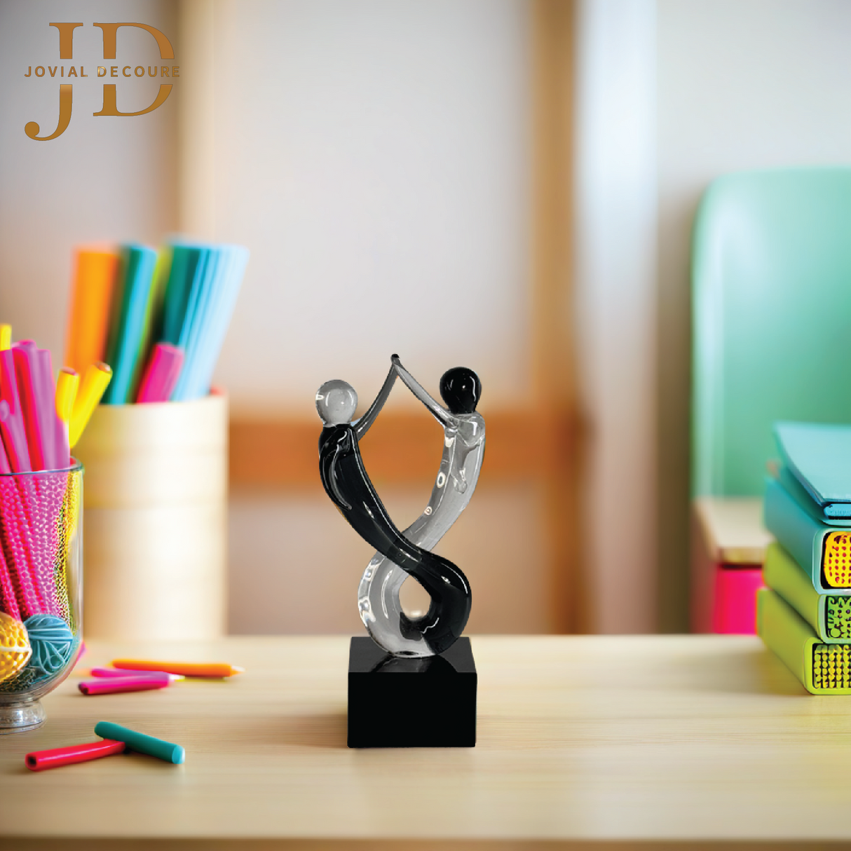 Hand Blown Glass Dancing Couple Statue