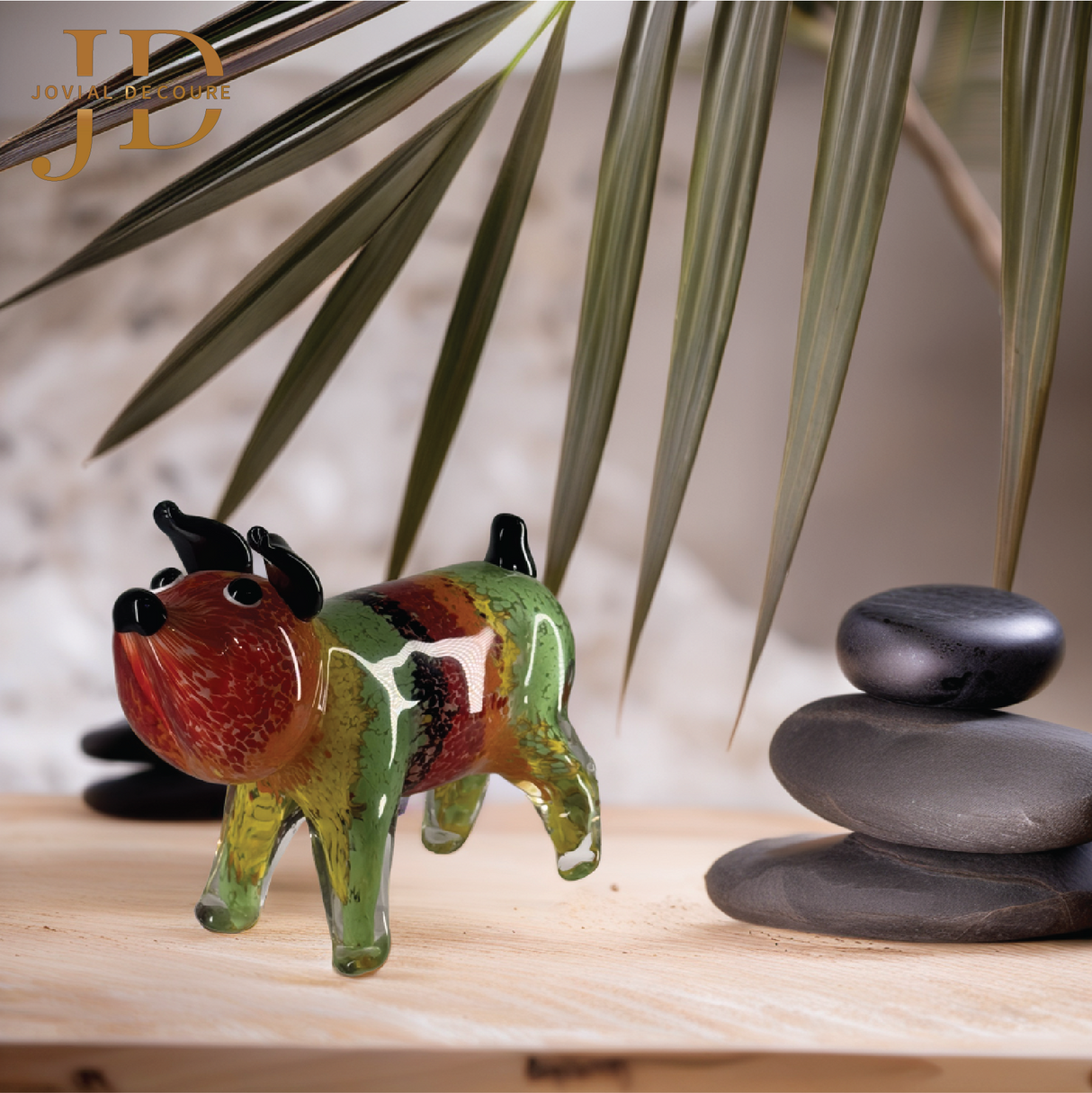 Dog Handcrafted Art Glass Colourful Antique