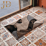 Doormat Curly Design Black Beige Multicolour (40cmx60cm)