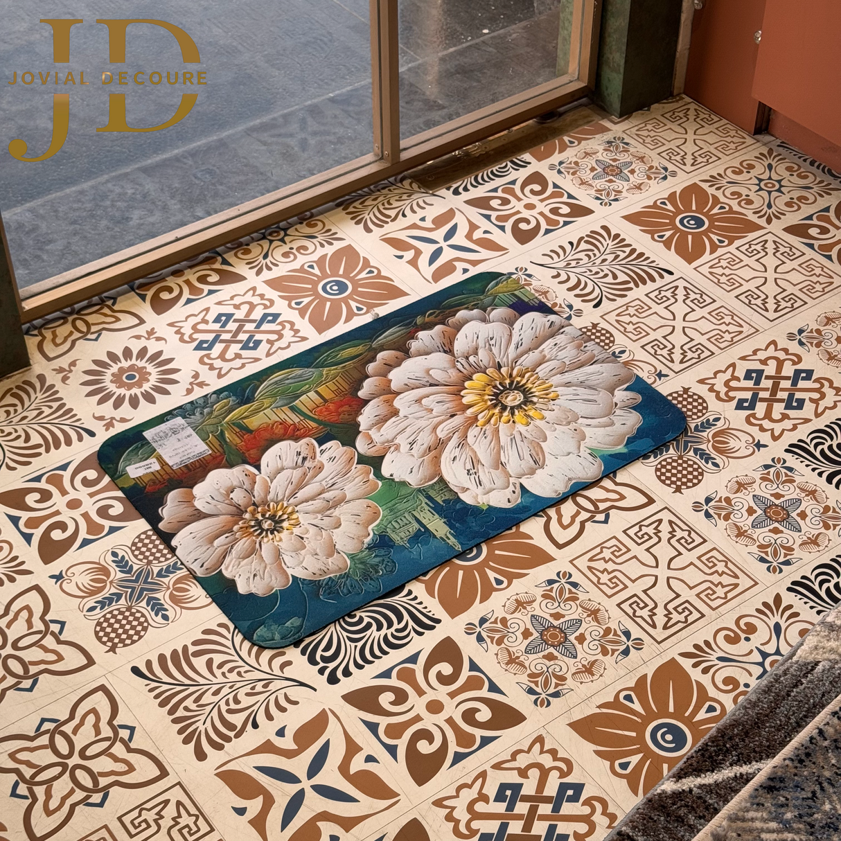Doormat Floral Design Multicolored (40cmx60cm)