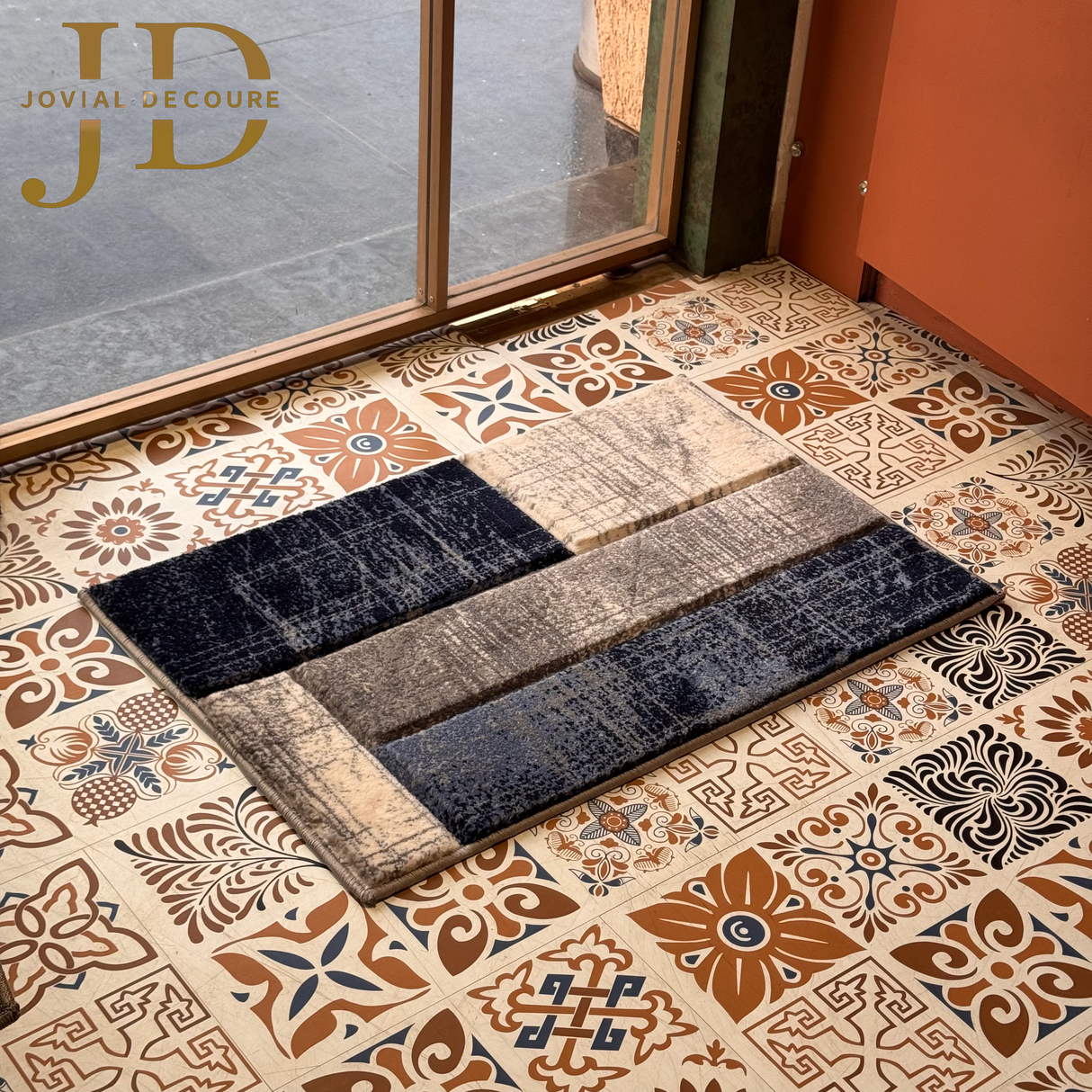Doormat Abstract Multicolour Design Blue-Grey (50cmx75cm)