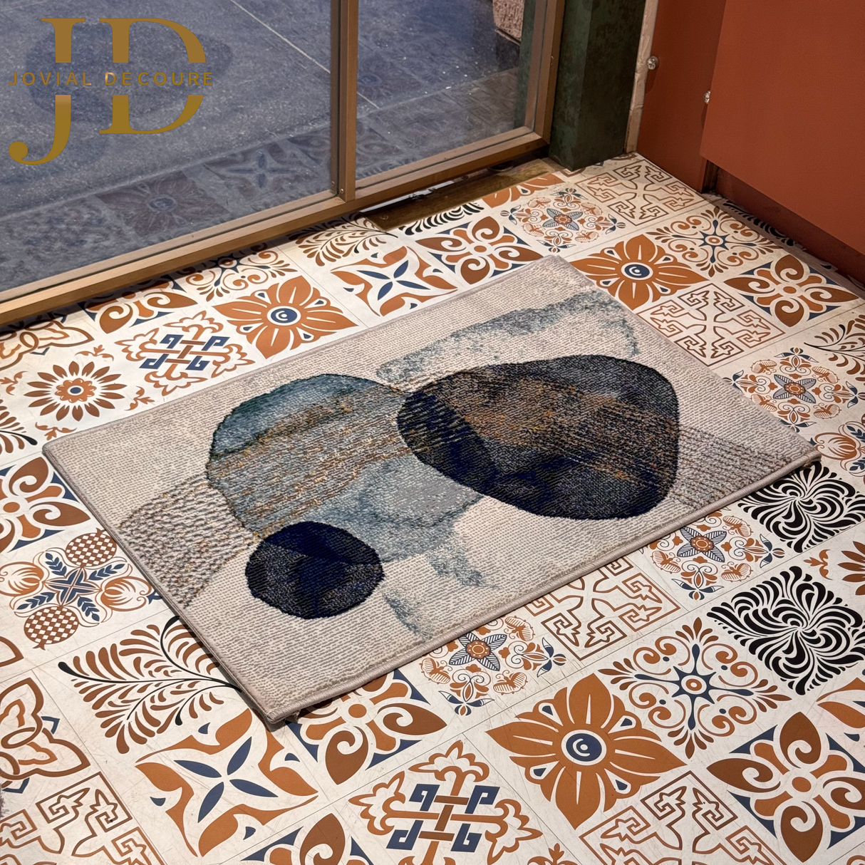 Doormat Abstract Design White-Blue (50cmx75cm)