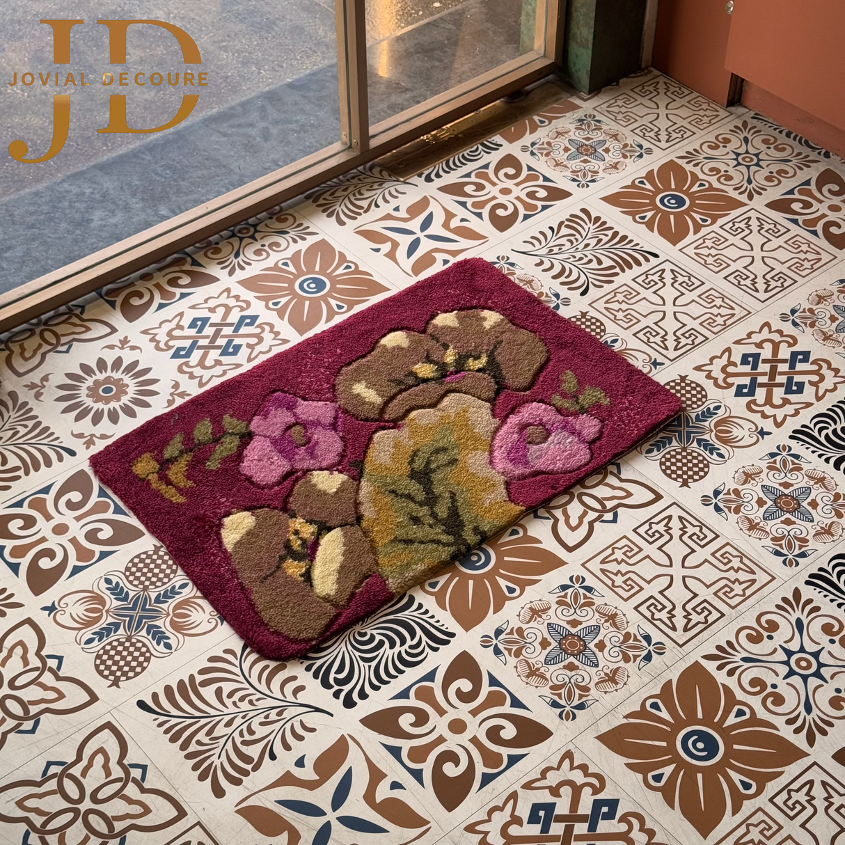 Doormat Floral Design Multicolored (40cmx60cm)