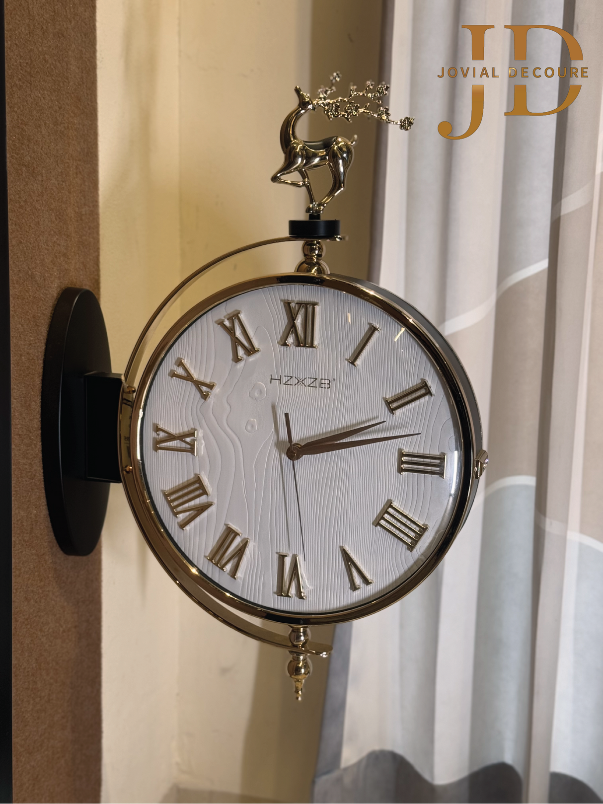 Standing Deer Mounted Double-Sided Wall Clock