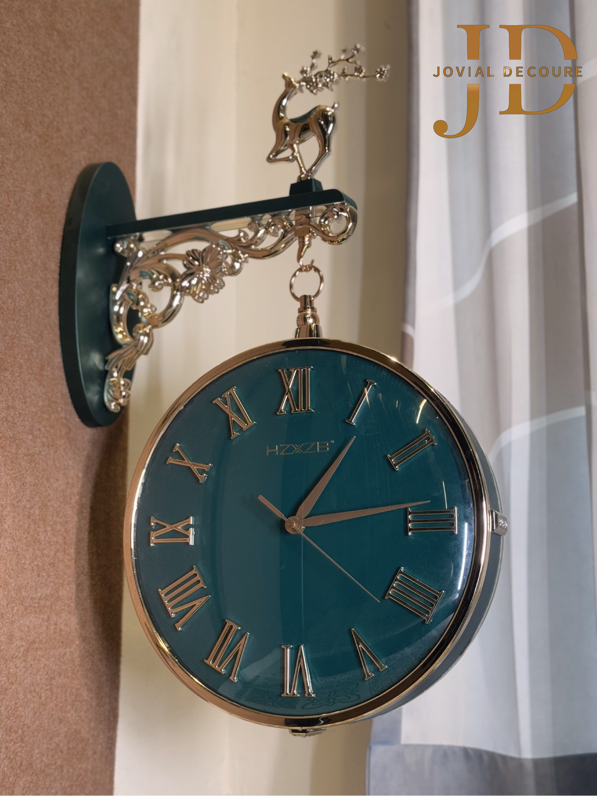 Deer Mounted Double-Sided Wall Clock
