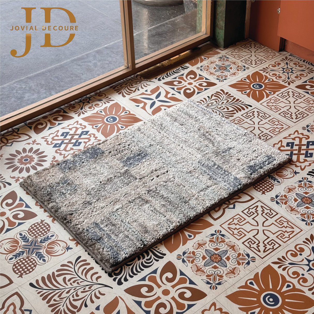 Doormat Abstract Design White Multicolour (40cmx60cm)