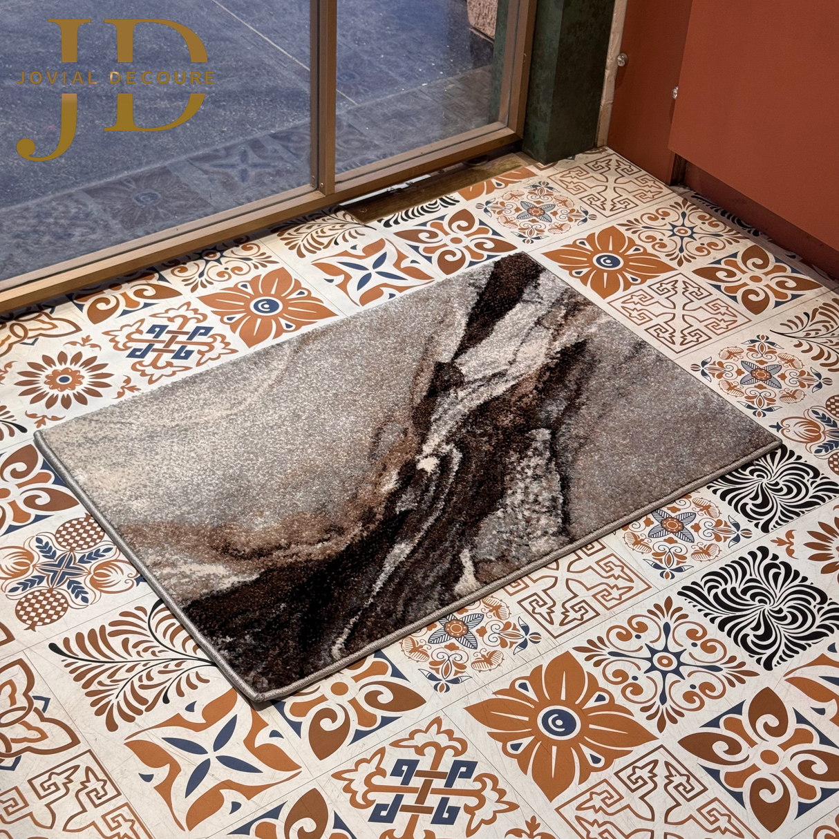 Doormat Abstract Design Grey-Brown (50cmx75cm)