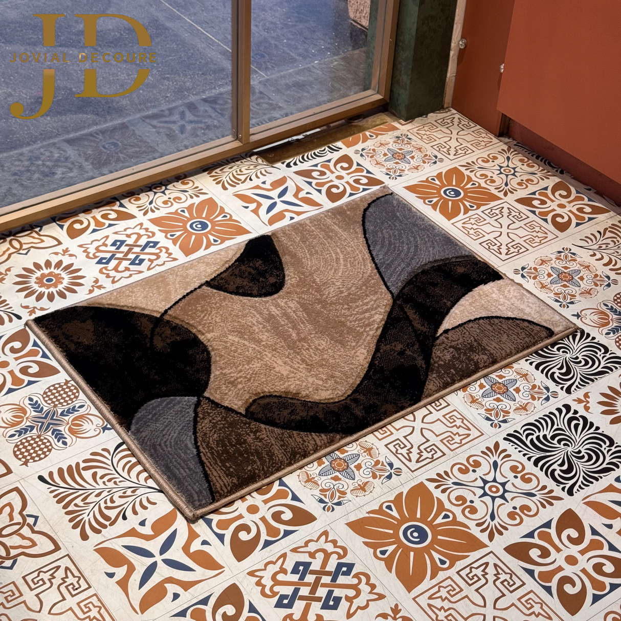 Doormat Curves Design Multicolour Brown (50cmx75cm)