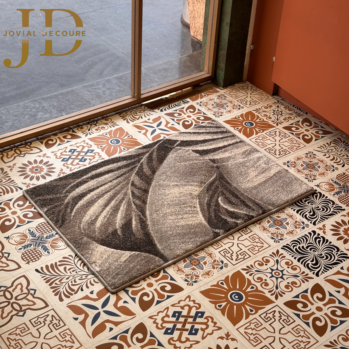 Doormat Leafy Design Grey (50cmx75cm)
