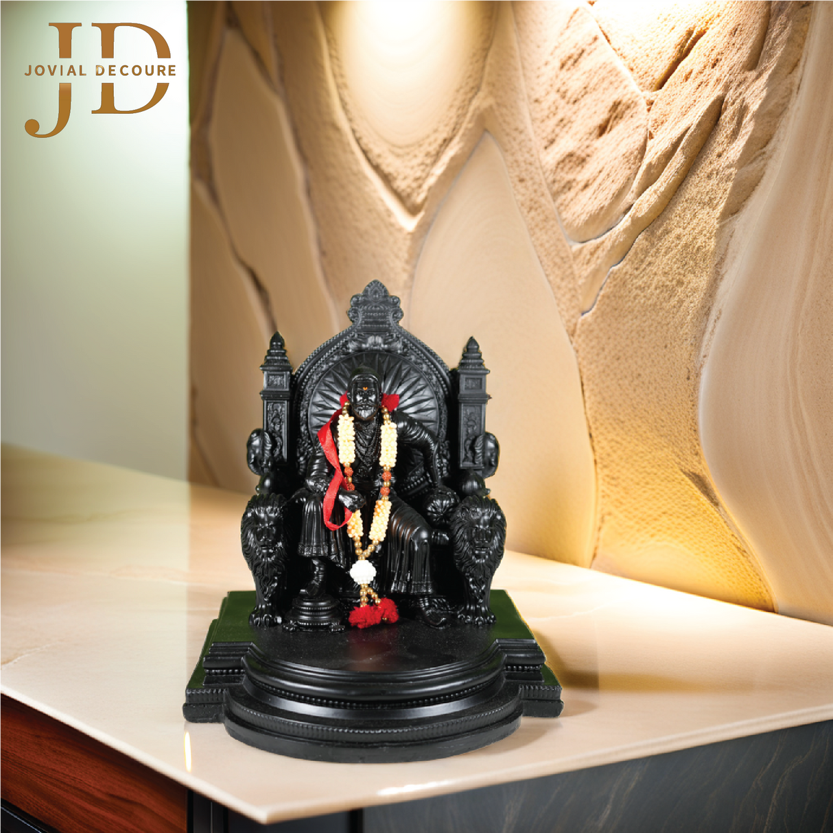 Chhatrapati Shivaji Maharaj on Sinhasan Black Medium
