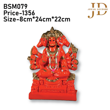 Panchmukhi Hanuman Idol Orange Small