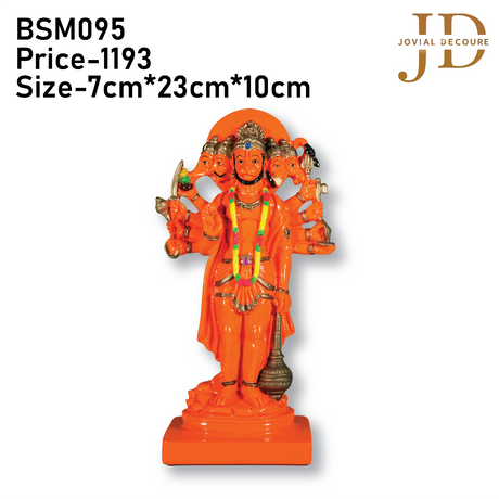 Panchmukhi Hanuman Standing Idol Orange Small