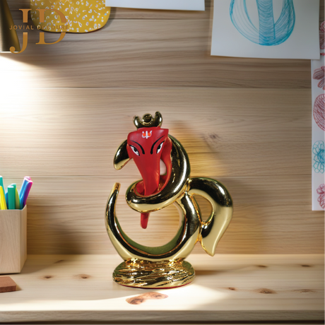 OM Ganesha Gold Idol For Car Dashboard