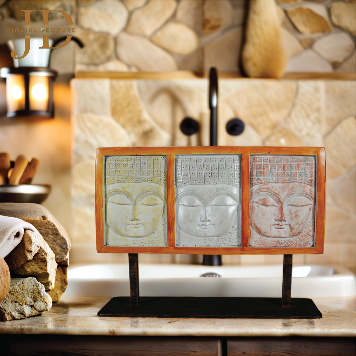 Meditating Buddha Faces Stand