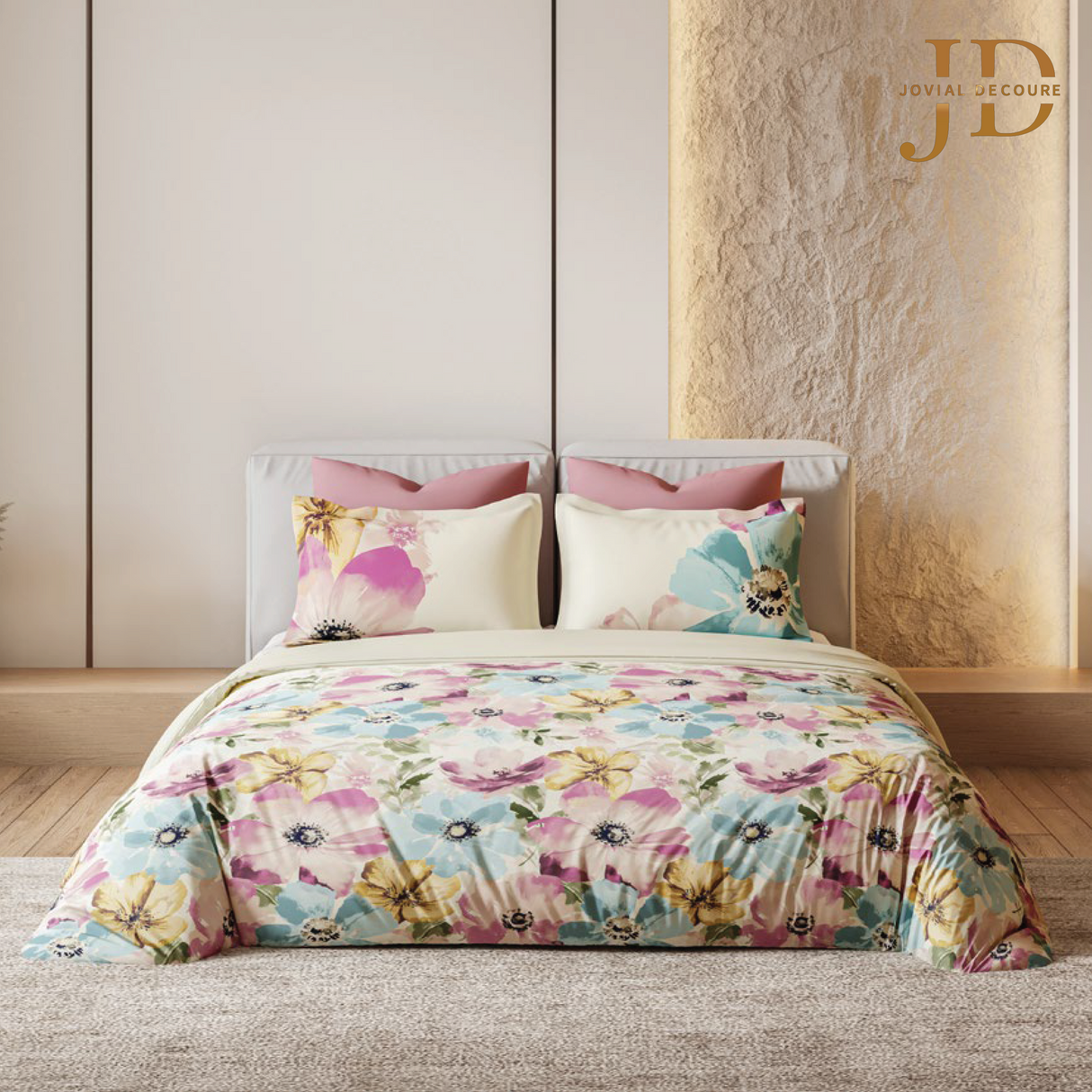 Oleander Sea PInk Double Bedsheet Set