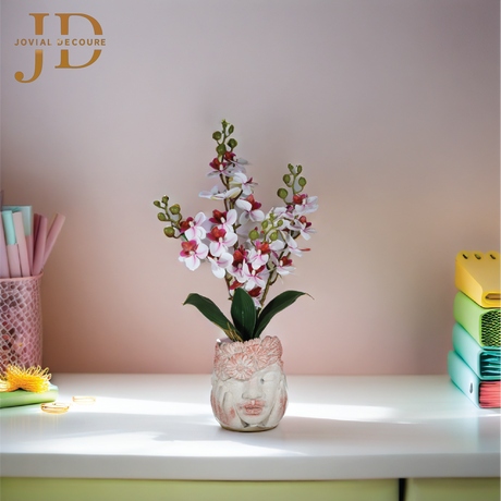 Bunch of Orchids with Red Face Bonsai