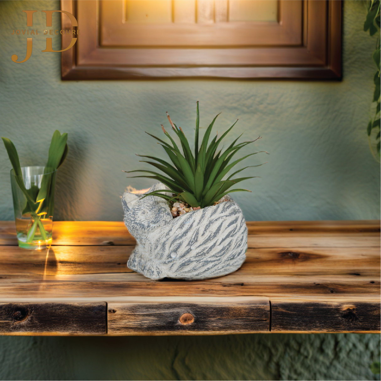 Artificial Faux Potted Plants for Table Desk (Cat Style)