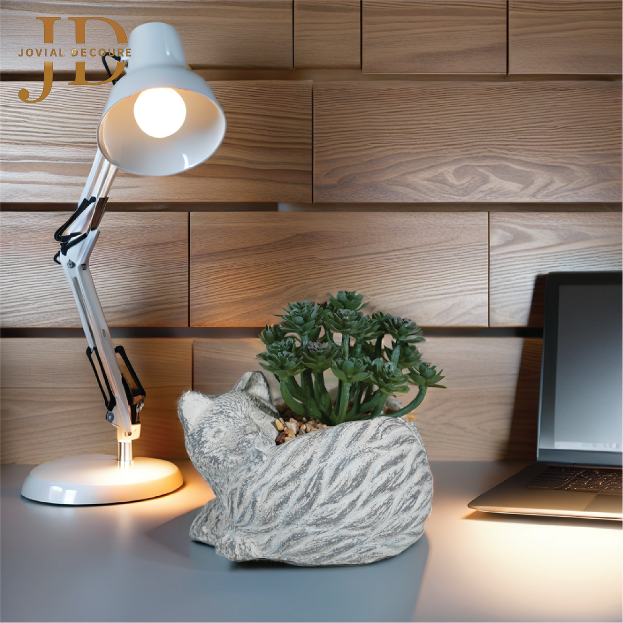 Artificial Faux Potted Plants for Table Desk (Cat Style)