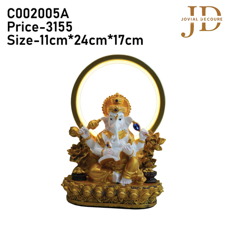 Golden Ganesha Statue with Multi Led Light Idol