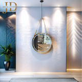 Hanging Round Mirror with 3 Lights