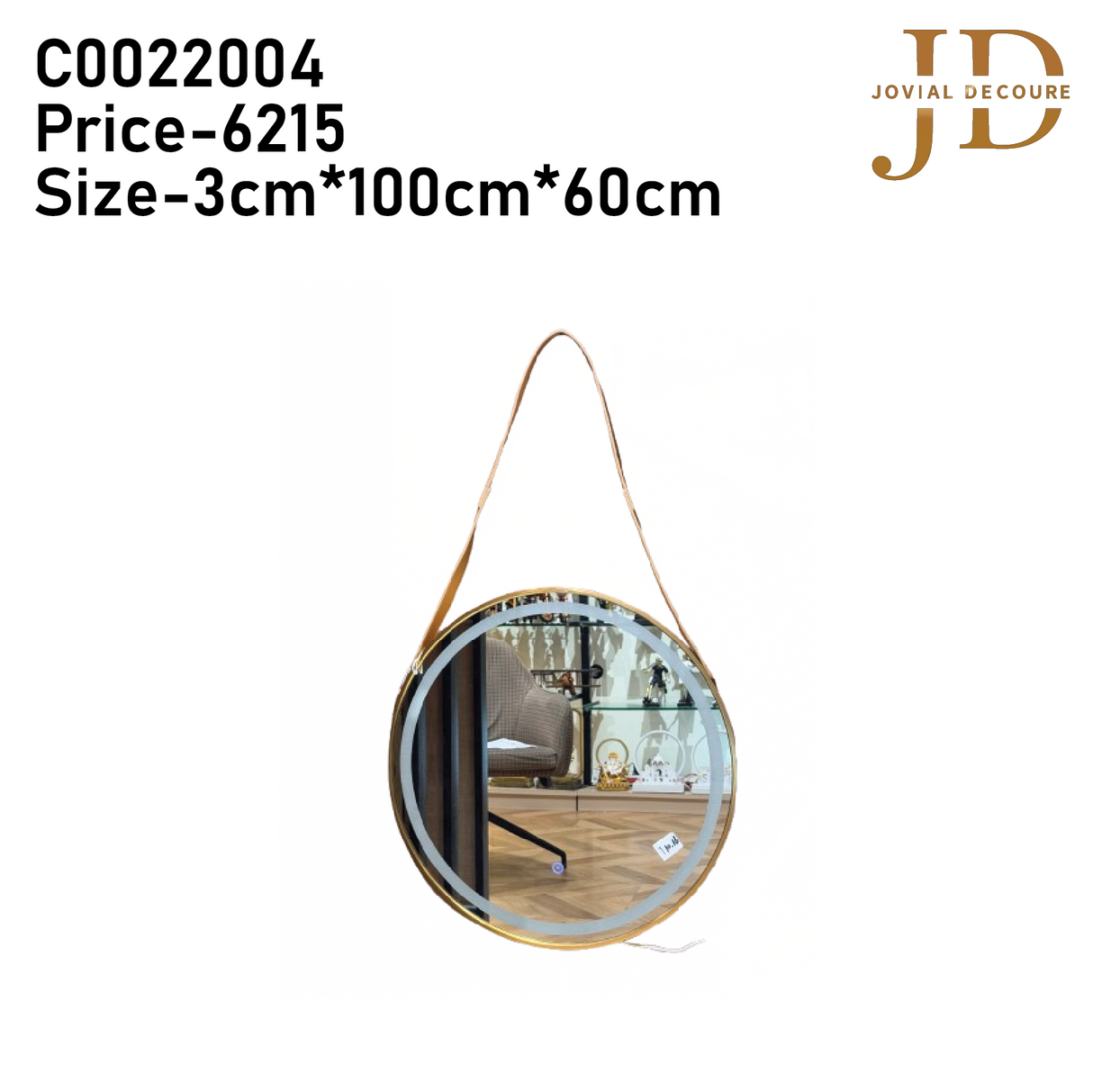 Hanging Round Mirror with 3 Lights