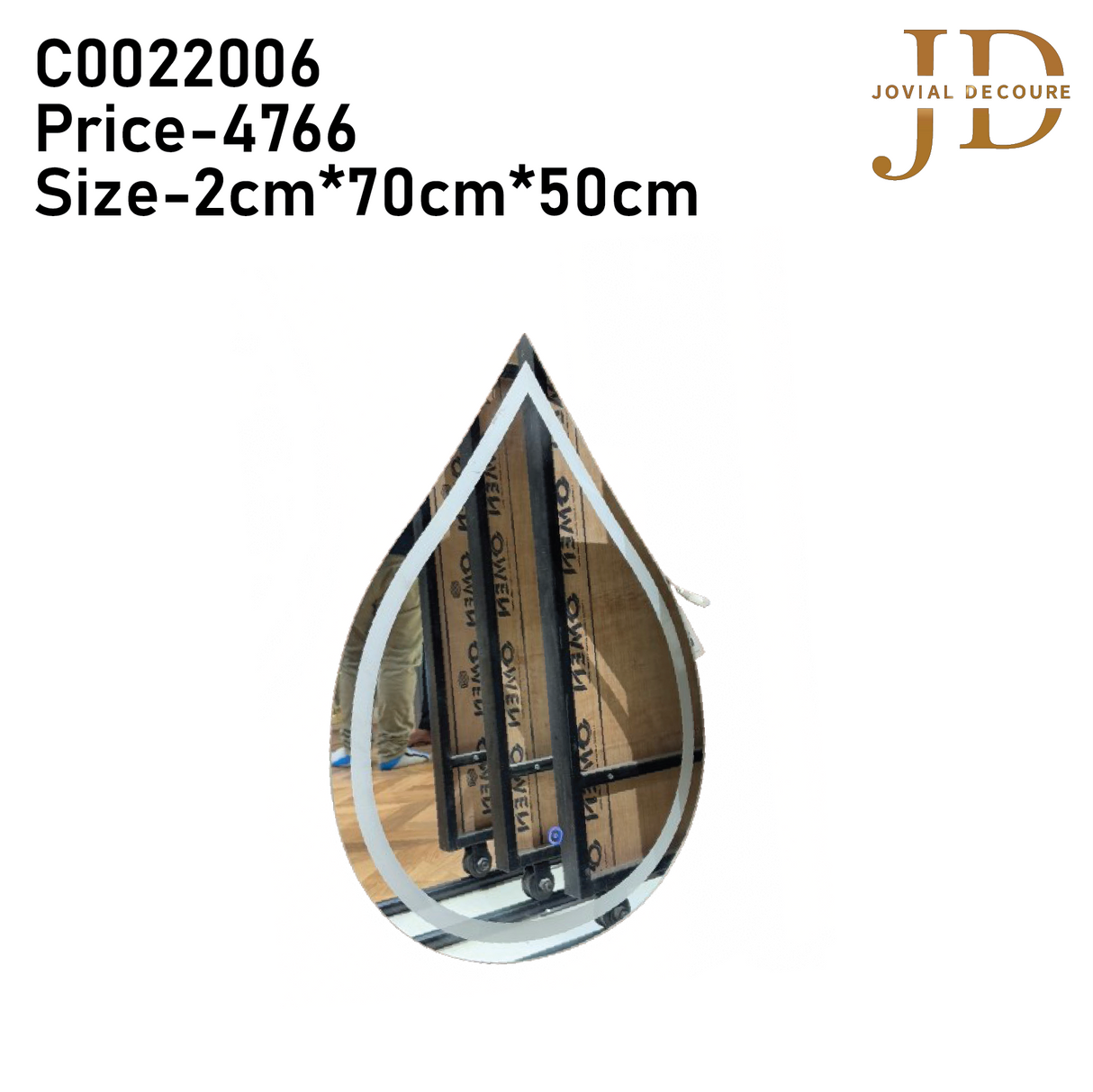 Drop Shaped Wall Mirror with 3 Lights