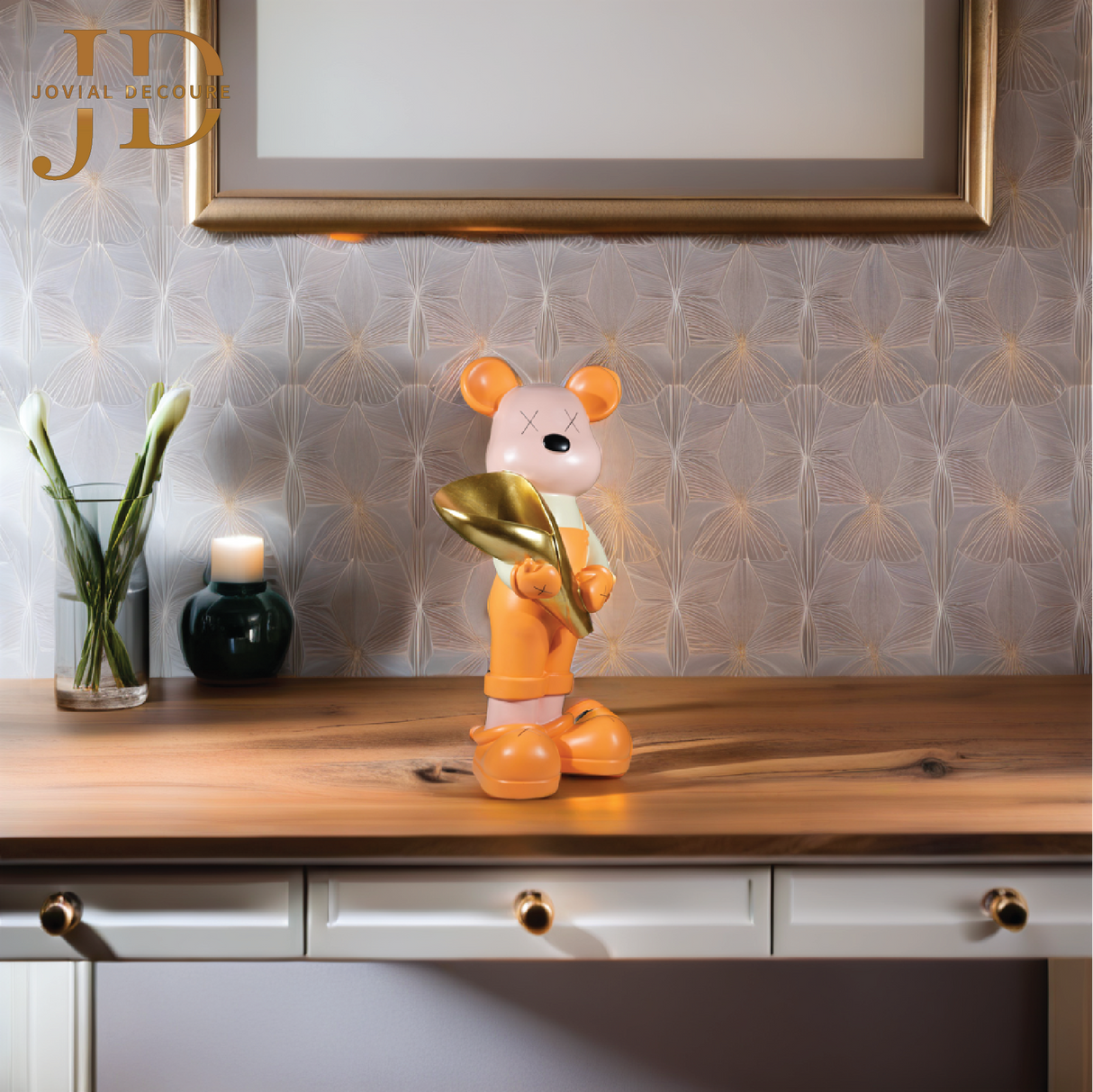 Teddy Bear with Flower Buffet Statue (Piggy Bank)