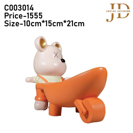 Teddy with Cart Statue for Desk