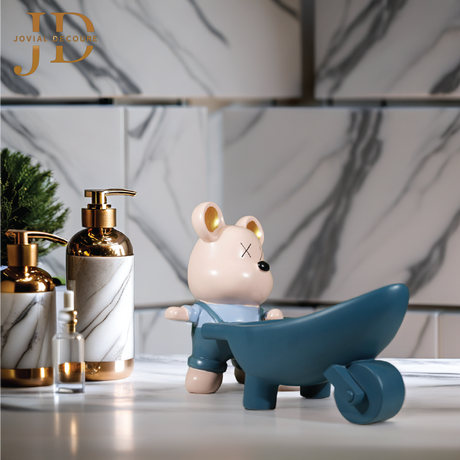 Teddy with Cart Statue for Desk