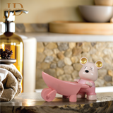 Teddy with Cart Statue for Desk Pink