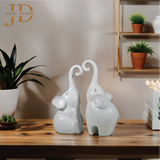Couple Elephant Antique White