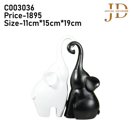 Couple Elephant Antique Black&White