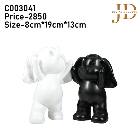 Dancing Elephants Pair Antique Black&White