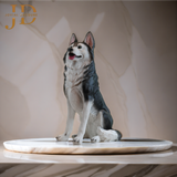 Black and White Siberian Husky Sitting Statue