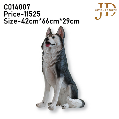 Black and White Siberian Husky Sitting Statue