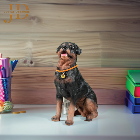 Sitting Cute Dog with Bell Statue