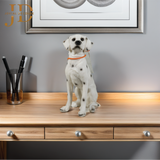 Sitting Cute Dog with Bell Statue