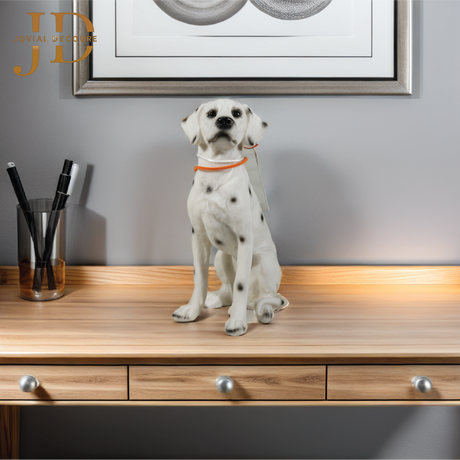 Sitting Cute Dog with Bell Statue