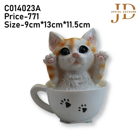 Gold Cat in Cup Statue (Piggy Bank)