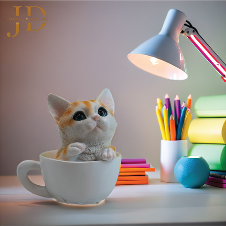 Gold Cat in Cup Statue (Piggy Bank)