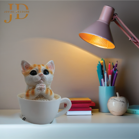 Gold Cat in Cup Statue (Piggy Bank)
