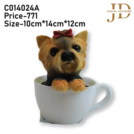 Cute Dog in Cup Statue (Piggy Bank)