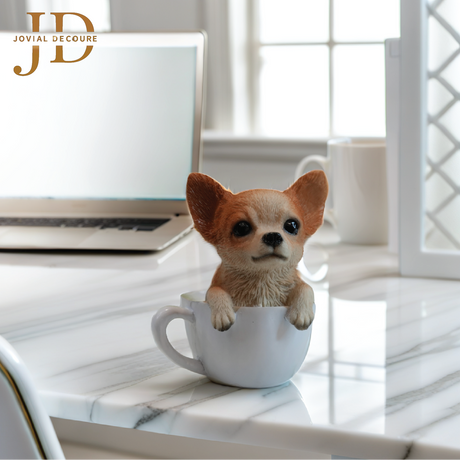 Cute Dog in Cup Statue (Piggy Bank)