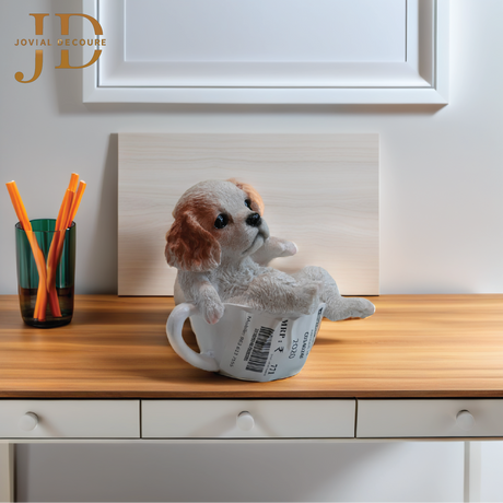 Cute Dog in Cup Statue (Piggy Bank)