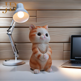 Cute Gold Cat Standing Statue for Desk