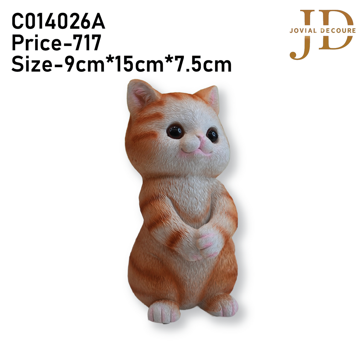 Cute Gold Cat Standing Statue for Desk