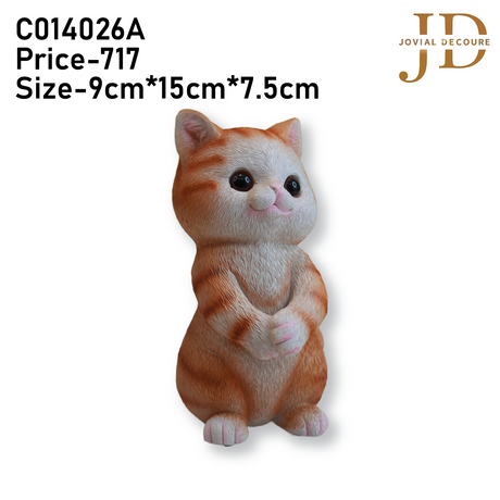 Cute Gold Cat Standing Statue for Desk