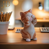 Cute Gold Cat Standing Statue for Desk