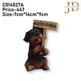 Cute Puppy Holding Welcome Stand